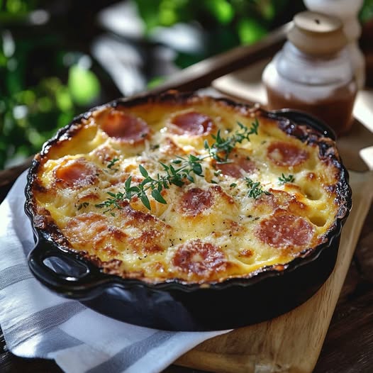 Pikantne Clafoutis z indykiem i parmezanem